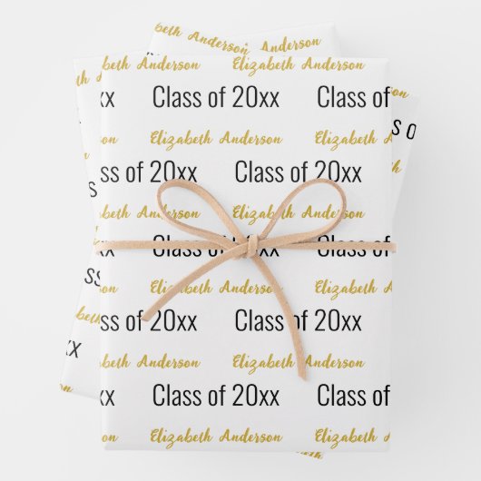 Klasse van 2024 Afstudeerders Volledige Naam Wit Z Inpakpapier Vel (In situ)