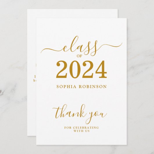 Klasse van 2024 Afstuderen bedankpas Bedankkaart (Voorkant / Achterkant)