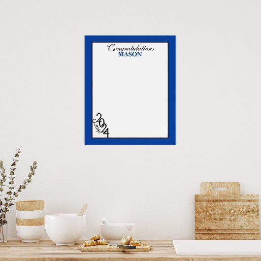 Klasse van 2024 Afstuderen Blue Autograph Keepsake Poster (Keuken)
