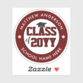 Klasse van 2024 Afstuderen Bourgondië Afstuderen Sticker (Vel)