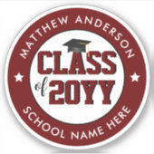 Klasse van 2024 Afstuderen Bourgondië Afstuderen Sticker (Voorkant)