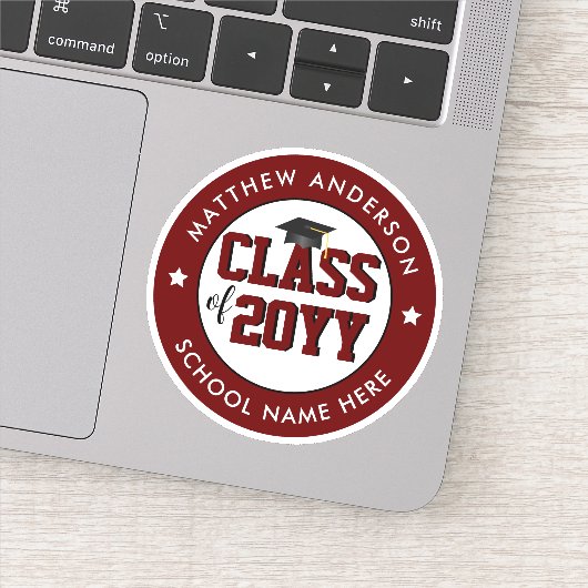 Klasse van 2024 Afstuderen Bourgondië Afstuderen Sticker (Detail)