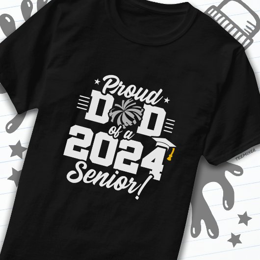 Klasse van 2024 Afstuderen Cheer Dad Senior 2024 T-shirt