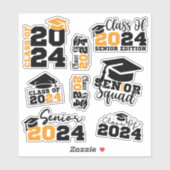 Klasse van 2024 Afstuderen Custom-Cut Vinyl Sticke Sticker (Vel)