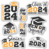Klasse van 2024 Afstuderen Custom-Cut Vinyl Sticke Sticker (Voorkant)