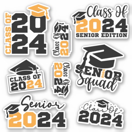 Klasse van 2024 Afstuderen Custom-Cut Vinyl Sticke Sticker (Voorkant)