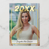 Klasse van 2024 Afstuderen Elegant Zwart & Goud Folie Uitnodiging (Voorkant)