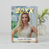 Klasse van 2024 Afstuderen Elegant Zwart & Goud Folie Uitnodiging (Staand Voorkant)