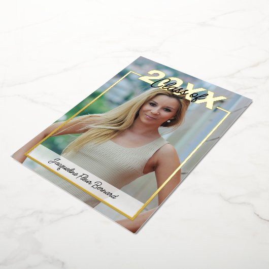 Klasse van 2024 Afstuderen Elegant Zwart & Goud Folie Uitnodiging (Gedraaid)