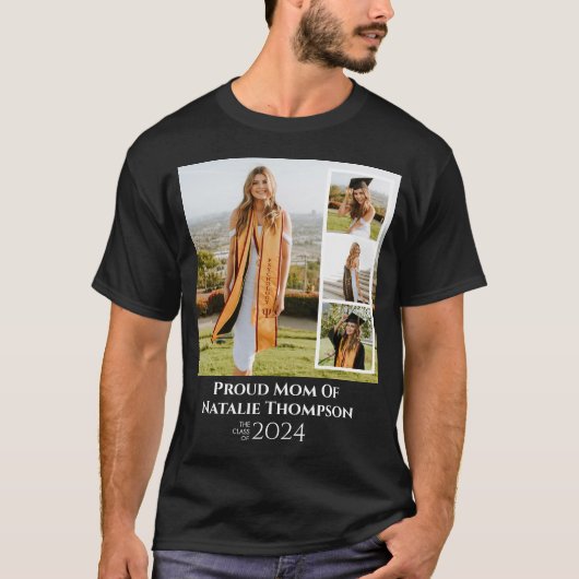 Klasse van 2024 Afstuderen Fotocollage Custom T-shirt (Voorkant)