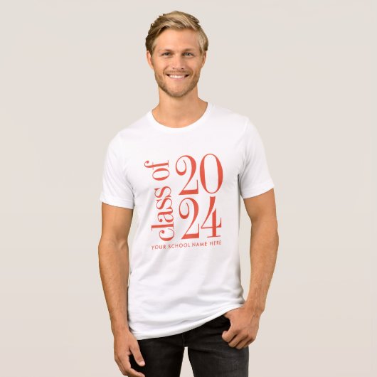 Klasse van 2024 Afstuderen met Schoolnaam Tri-Blend Shirt (Voorkant volledig)