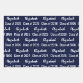 Klasse van 2024 Afstuderen Naam Donkerblauw en Wit Inpakpapier Vel (Voorkant 3)