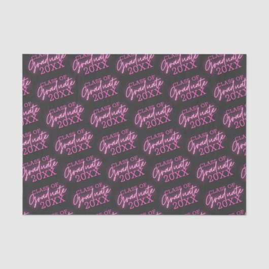 Klasse van 2024 Afstuderen Neon Roze Script Tissuepapier (Voorkant)