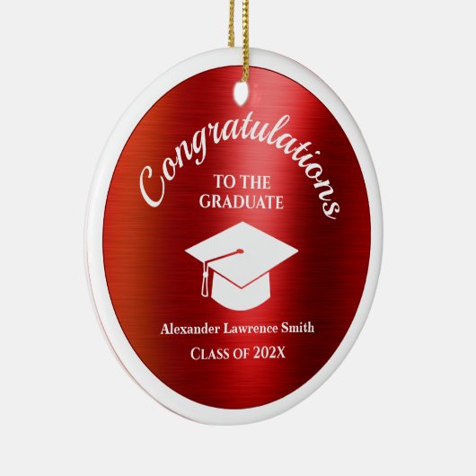 Klasse van 2024 Afstuderen Rood Foto Keramisch Ornament (Rechts)