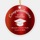 Klasse van 2024 Afstuderen Rood Foto Keramisch Ornament (Voorkant)