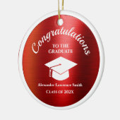 Klasse van 2024 Afstuderen Rood Foto Keramisch Ornament (Links)
