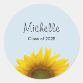 Klasse van 2024 Afstuderen Zonnebloem Blauw Ronde Sticker (Voorkant)