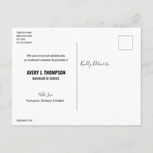 Klasse van 2024 Afstuderen Zwart Goud Afstuderen Aankondigingskaart (Achterkant)