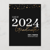 Klasse van 2024 Afstuderen Zwart Goud Afstuderen Aankondigingskaart (Voorkant)