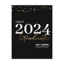 Klasse van 2024 Afstuderen Zwart Goud Afstuderen