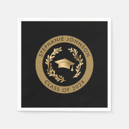 Klasse van 2024 Black and Gold Graduation Party Servet