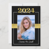 Klasse van 2024 Black & Gold Graduation Party Kaart (Voorkant)