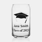 Klasse van 2024 Black Graduate's Naam Tekst Afstud Blikvorm Glas (Voorkant)