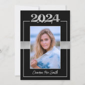 Klasse van 2024 Black & Silver Graduation Party Kaart (Voorkant)