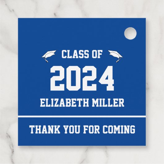 Klasse van 2024 Blauw en Wit Afstuderen Dank u Bedankjes Labels (Achterkant)