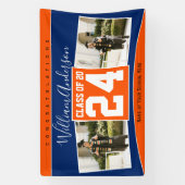 Klasse van 2024 Blauw Sinaasappel Afstuderen Foto Spandoek (Verticaal)
