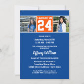 Klasse van 2024 Blauw Sinaasappel Afstuderen Fotoc Kaart (Voorkant)