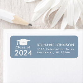 Klasse van 2024 Blauw Wit Afstuderen Return Etiket
