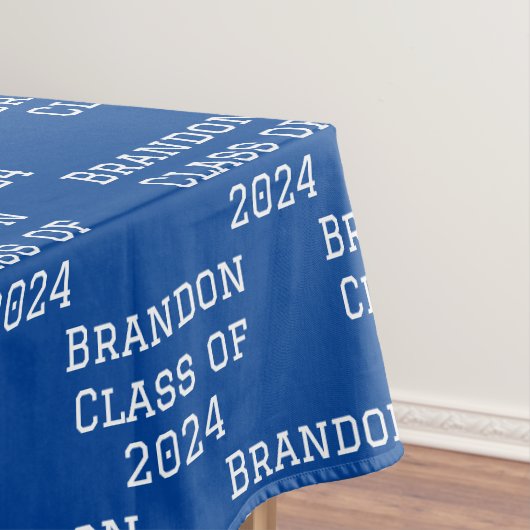 Klasse van 2024 Blauw Wit Afstuderen Tafelkleed (Voorbeeld)