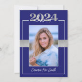 Klasse van 2024 Blauw & Zilver Afstudeerfeest Kaart (Voorkant)