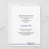 Klasse van 2024 Blauw & Zilver Afstudeerfeest Kaart (Achterkant)