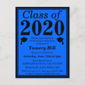 Klasse van 2024 Blauw Zwart Afstuderen Uitnodiging Briefkaart (Voorkant)