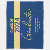 Klasse van 2024 Blue Gold gepersonaliseerd Afstude Fleece Deken (Voorkant)