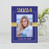 Klasse van 2024 Blue & Gold Graduation Party Kaart (Staand voorkant)