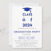 Klasse van 2024 - Blue Graduation Party uitnodigin Kaart (Voorkant)
