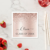Klasse van 2024 Blush Pink Glitter Afstuderen Servet (Insitu)