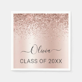 Klasse van 2024 Blush Pink Glitter Afstuderen Servet