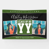 Klasse van 2024 Bos Groen Zwart Afstuderen Foto Spandoek (Horizontaal)