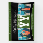 Klasse van 2024 Bos Groen Zwart Afstuderen Foto Spandoek (Verticaal)