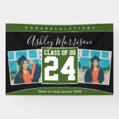 Klasse van 2024 Bos Groen Zwart Afstuderen Foto Spandoek (Horizontaal)