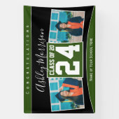 Klasse van 2024 Bos Groen Zwart Afstuderen Foto Spandoek (Verticaal)