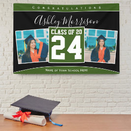 Klasse van 2024 Bos Groen Zwart Afstuderen Foto Spandoek