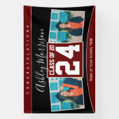 Klasse van 2024 Bourgogne Donkerrood Afstuderen Fo Spandoek (Verticaal)