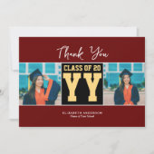 Klasse van 2024 Bourgogne Foto Collage Afstuderen Bedankkaart (Voorkant)