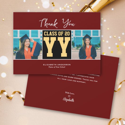 Klasse van 2024 Bourgogne Foto Collage Afstuderen Bedankkaart