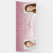 Klasse van 2024 Bourgogne Glitter 2-foto Afstudere Spandoek (Verticaal)